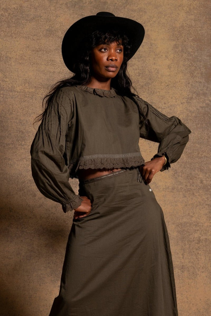 Sasha long sleeve crop - The Silk Co Byron Bay
