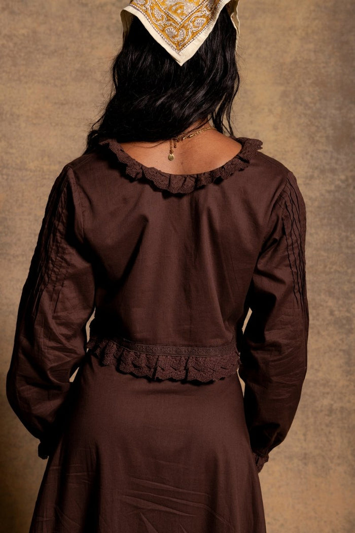 Sasha Long Sleeve Crop Brown (test) - The Silk Co Byron Bay