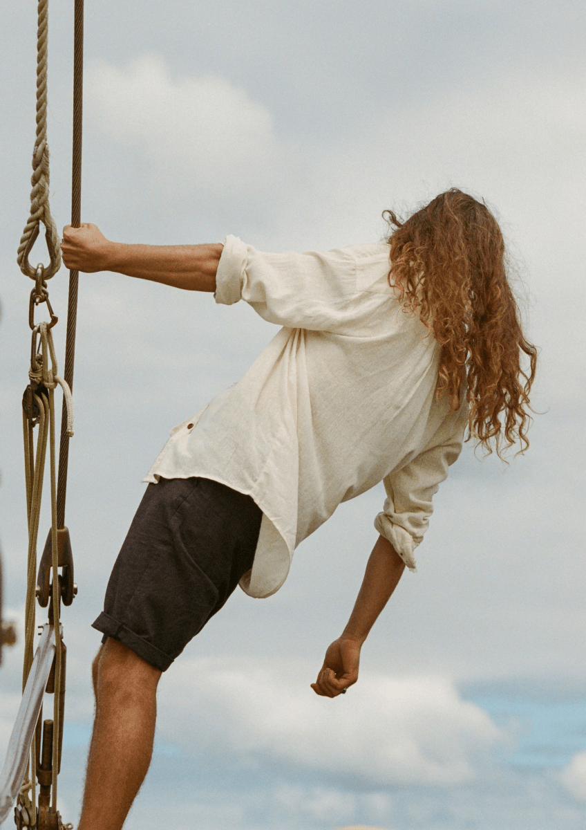 Jonesy Shirt - Ivory - The Silk Co Byron Bay