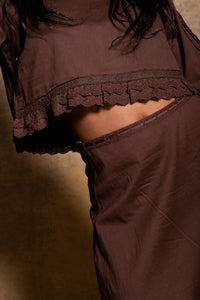 Sasha Long Sleeve Crop Brown (test) - The Silk Co Byron Bay