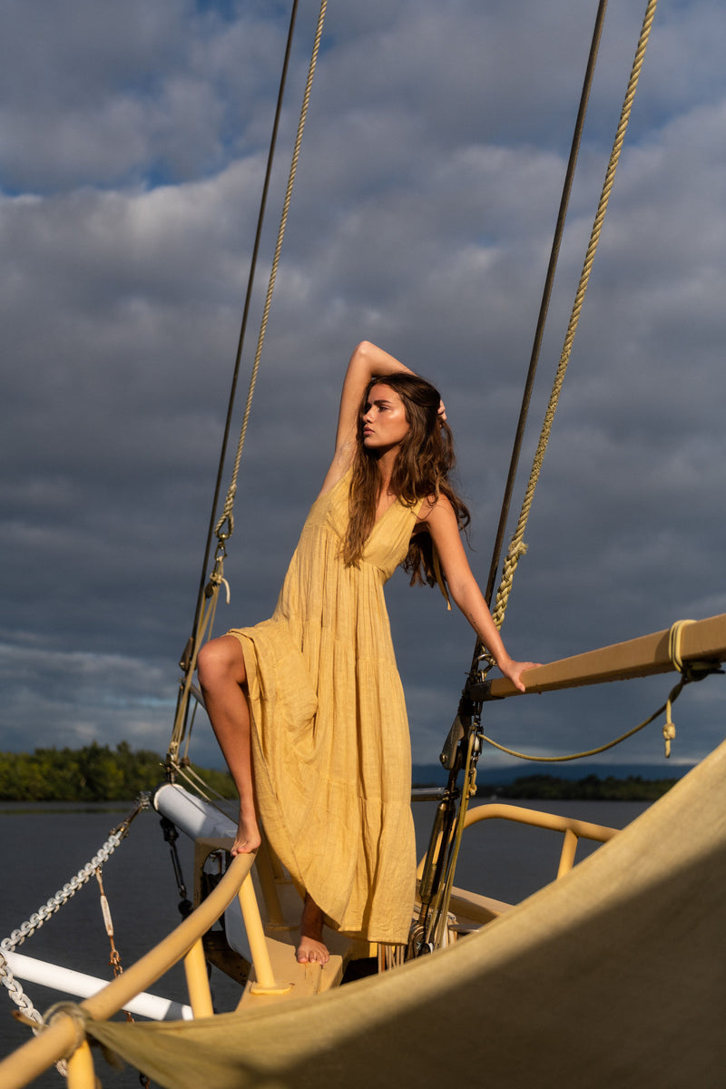 Olive Maxi Dress - The Silk Co Byron Bay